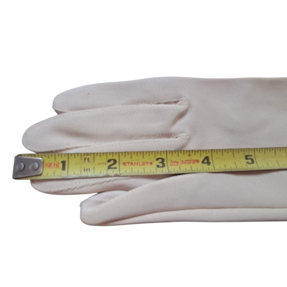 Vintage Opera Gloves Set of 2 Brown Leather /Off White Crenlon Crescendoe Nylon - Picture 11 of 13